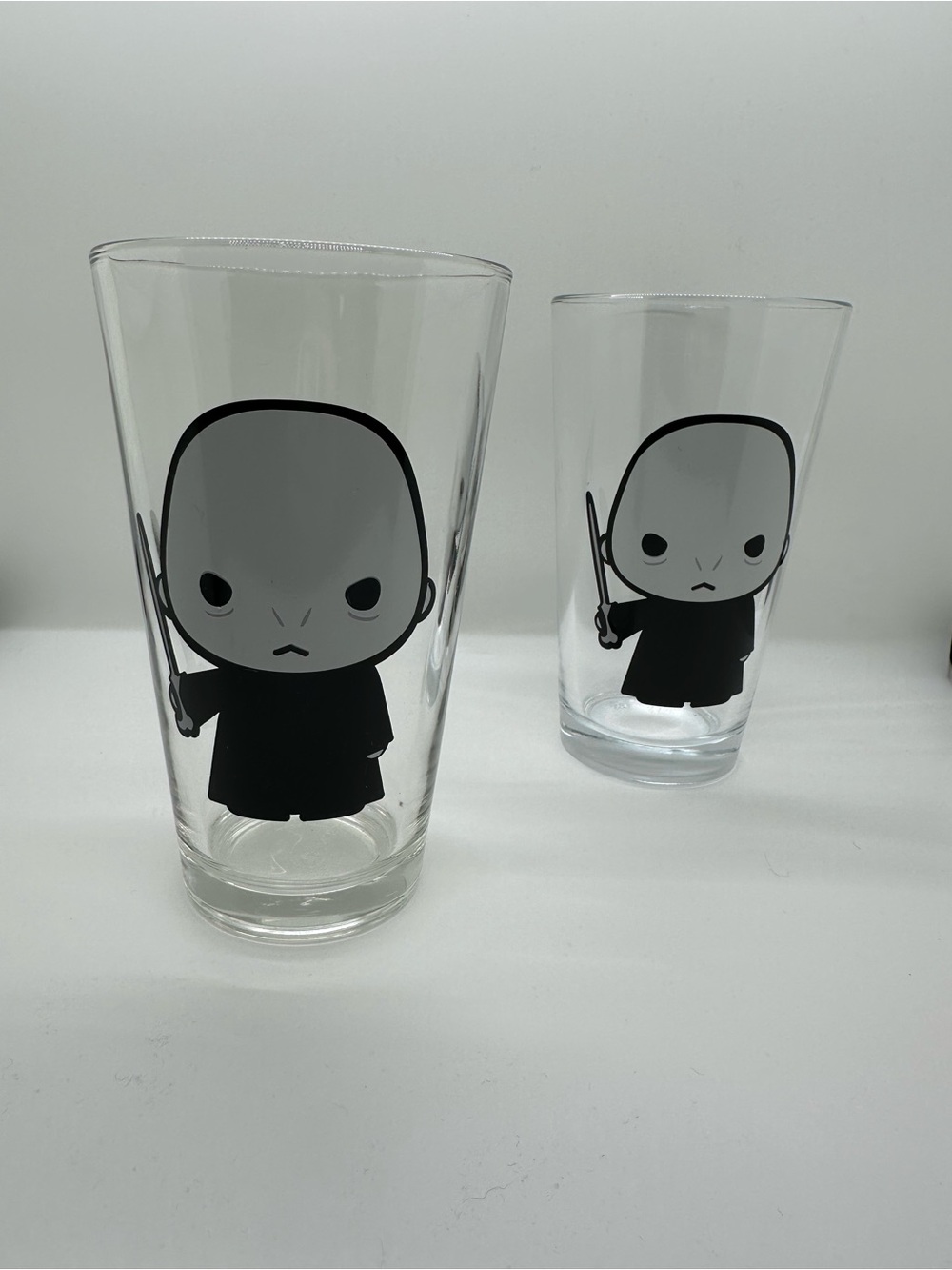 Clear Glass Tumbler with Voldemort Character Graphic
